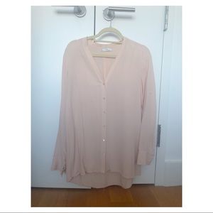 Vince split neck long sleeve silk blouse - size S